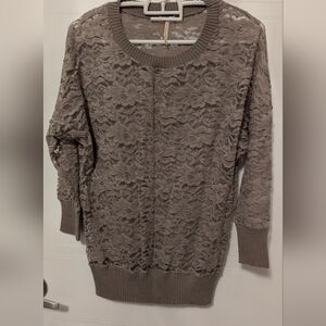 3/$20 Lace Sweater, Beige, Size Medium